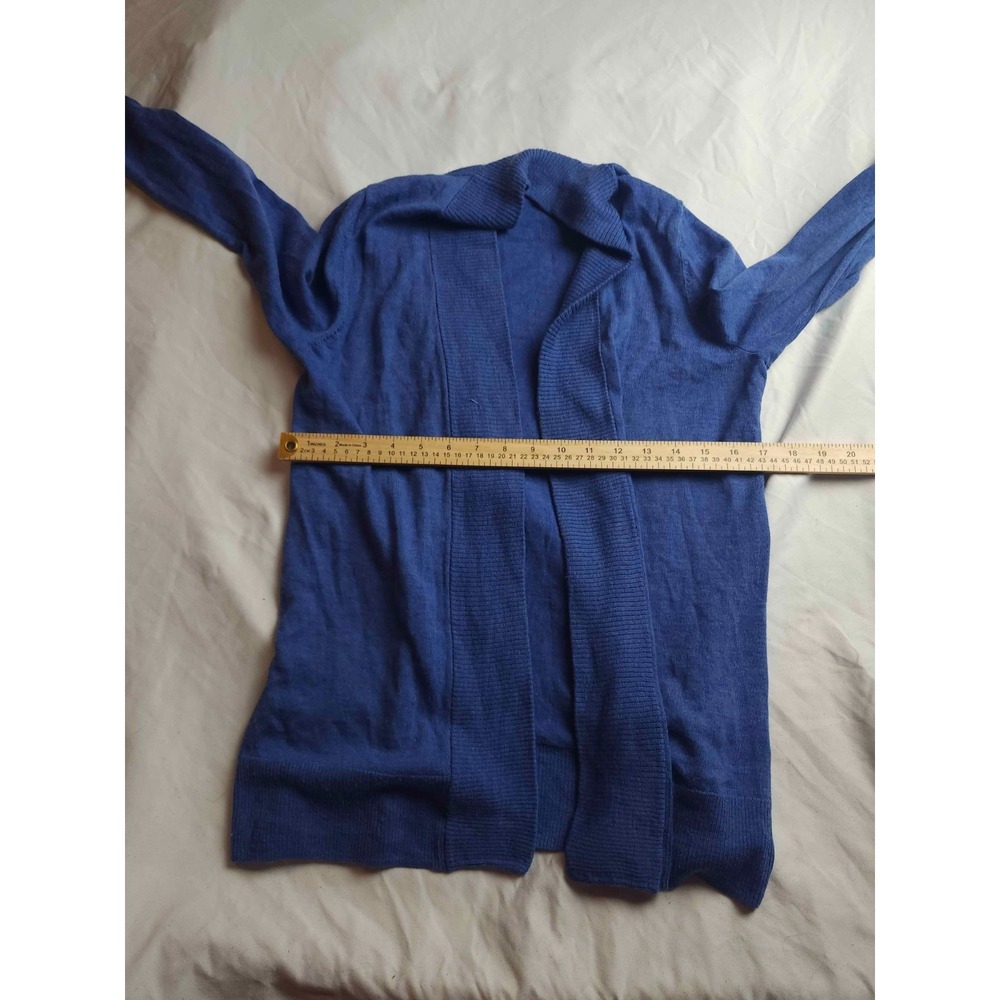 Talbots Cardigan Sweater Womens Size Mp Blue‎ Pure Merino Wool Open Front Knit - Picture 2 of 6